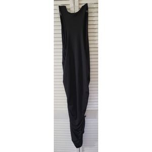 Black Sleeveless Maxi Dress with Ruching – Size XXL